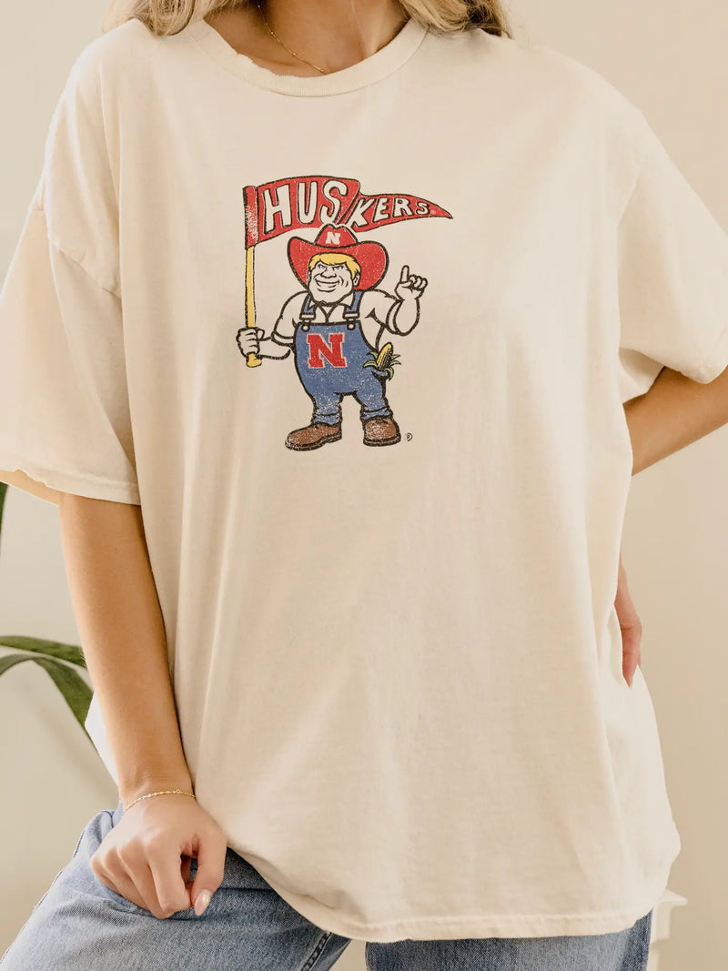 Nebraska Husker Mascot Flag Adult Tee