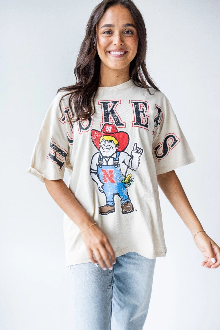 Huskers Split Oversized Tee