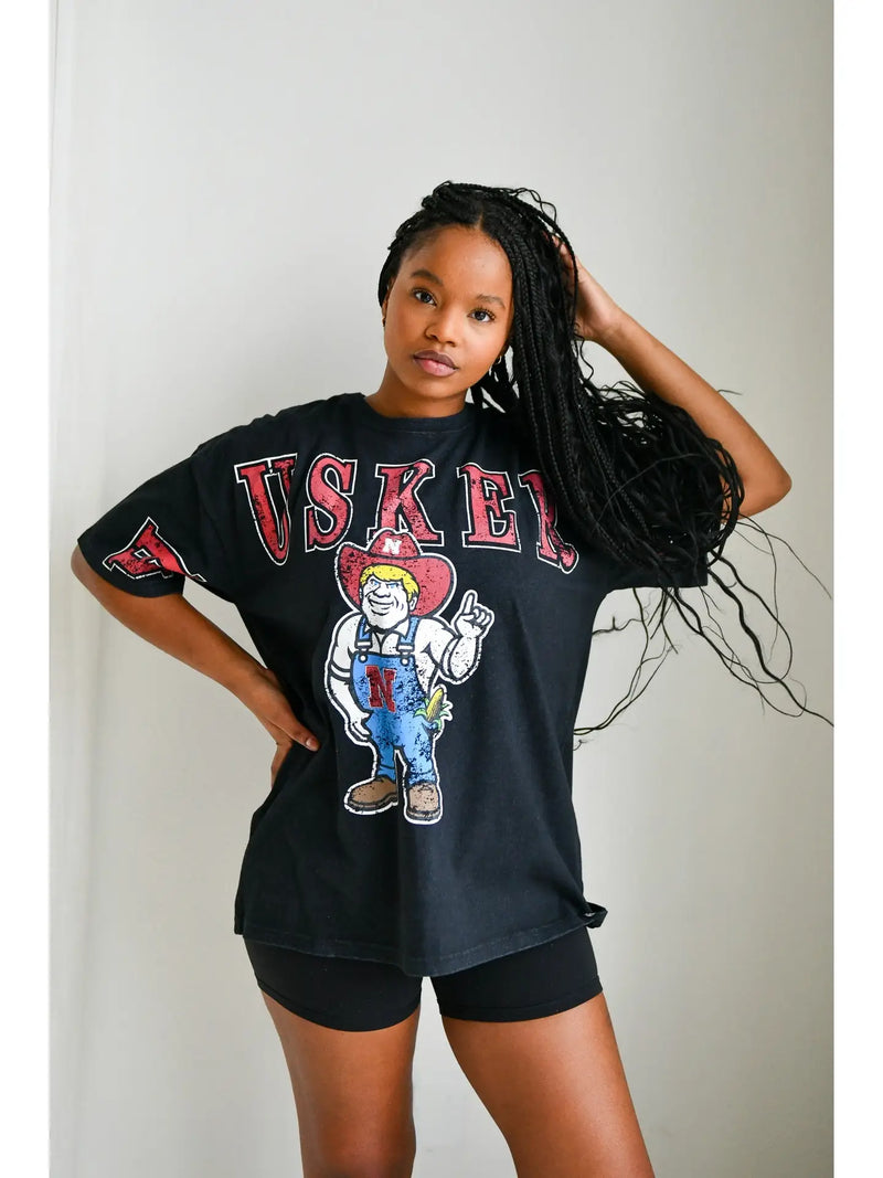 Huskers Split Oversized Tee